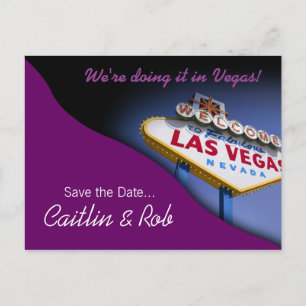 Las Vegas Save The Date (purple) Announcement Postcard
