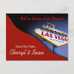 Las Vegas Save The Date (tomato red) Announcement Postcard