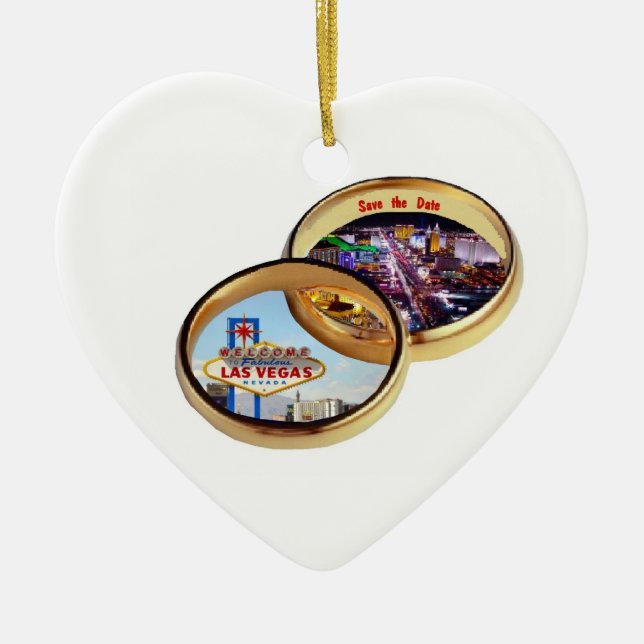 Las Vegas Save the Date Wedding Rings Ornament (Front)