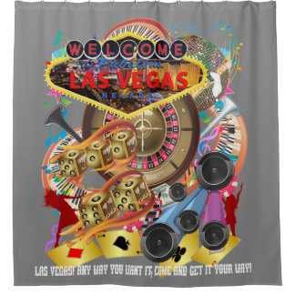 Las Vegas Shower Curtain Collection Grey