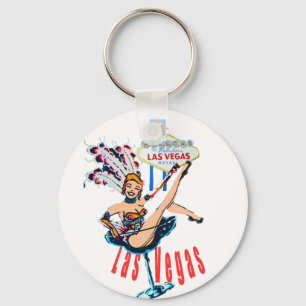 Las Vegas Sign and Casino Showgirl Key Ring