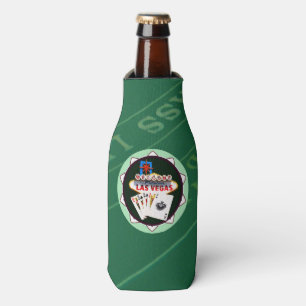 Las Vegas Sign And Two Kings Poker Chip Bottle Cooler