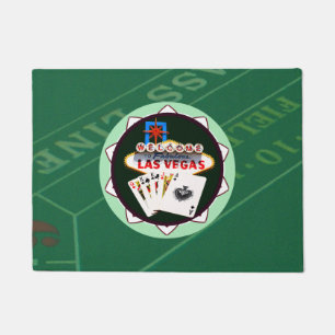 Las Vegas Sign And Two Kings Poker Chip Doormat