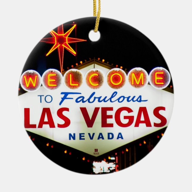 Las Vegas Sign at Night Ornament (Front)