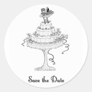 Las Vegas Sign/B&G on Cake Save the Date Sticker