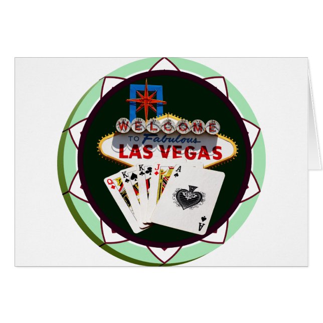 Las Vegas Sign & Cards Poker Chip (Front Horizontal)