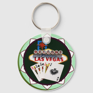 Las Vegas Sign & Cards Poker Chip Key Ring