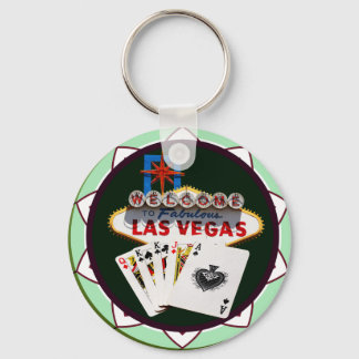 Las Vegas Sign & Cards Poker Chip Key Ring