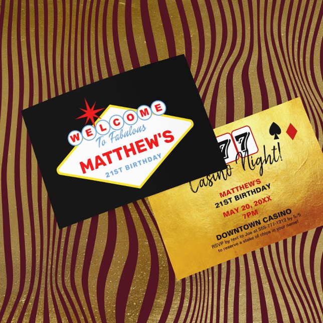 Las Vegas Sign Casino Night Party Invitation (Creator Uploaded)