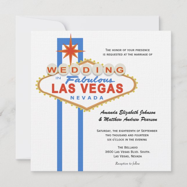Las Vegas Sign Destination Wedding Invitation (Front)