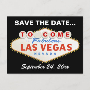Las Vegas sign destination wedding Save the Date Announcement Postcard