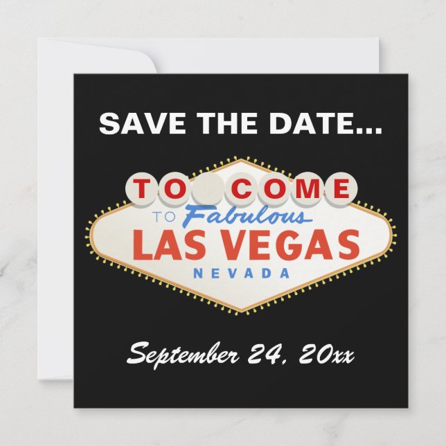 Las Vegas sign modern wedding Save the Date (Front)