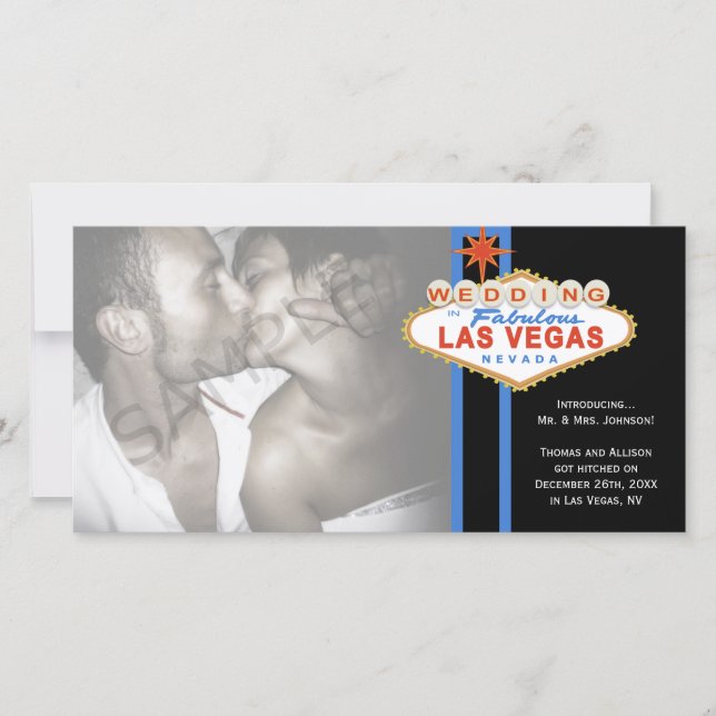 Las Vegas Sign Photo Wedding Marriage Announcement (Front)