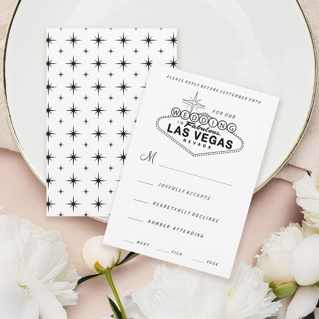 Las Vegas Sign Retro Wedding RSVP Card (Creator Uploaded)