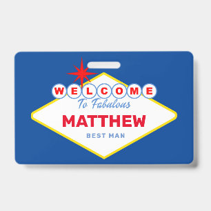 Las Vegas Sign VIP Pass Bachelor Party Invitation ID Badge