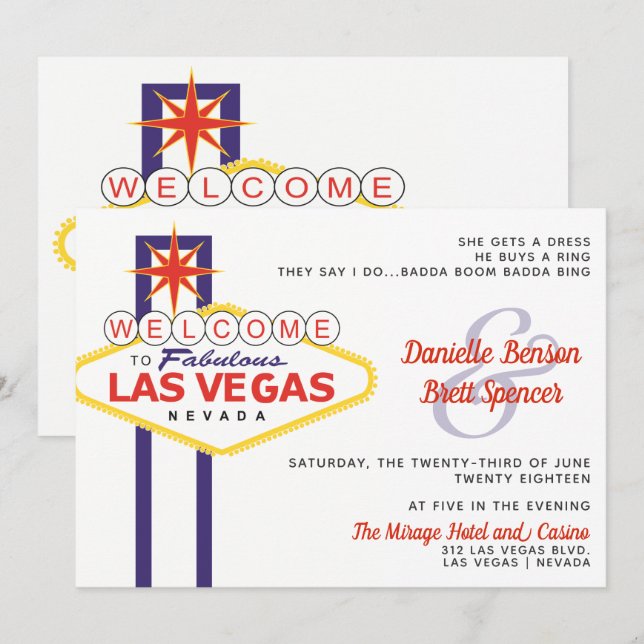 Las Vegas Sign Wedding Invitation (Front/Back)