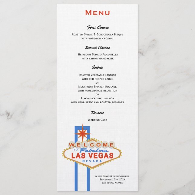 Las Vegas Sign Wedding Menu (Front)