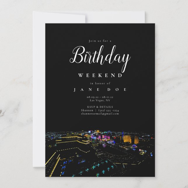 Las Vegas Skyline Birthday Weekend Invitation (Front)