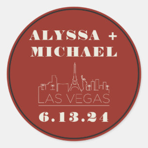 Las Vegas Skyline Casino Wedding  Classic Round Sticker