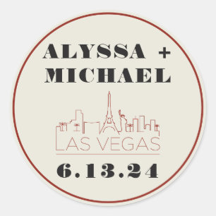 Las Vegas Skyline Casino Wedding  Classic Round Sticker