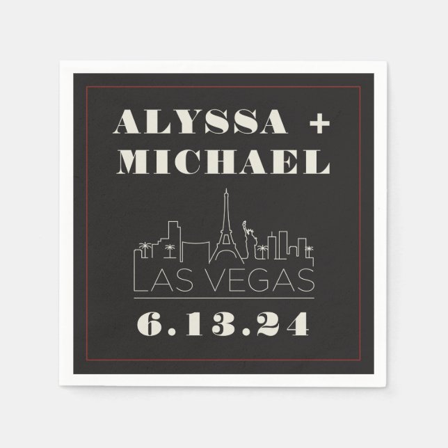 Las Vegas Skyline Casino Wedding  Napkin (Front)