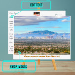 Las Vegas Skyline from the Desert Postcard<br><div class="desc">When you are looking to share your experiences, sending a postcard to a friend or loved one is a sweet gesture. However, we've made it even more stylish and dynamic and personalised with this template. The photograph is a beautiful representation of the location (a view of the Las Vegas skyline...</div>