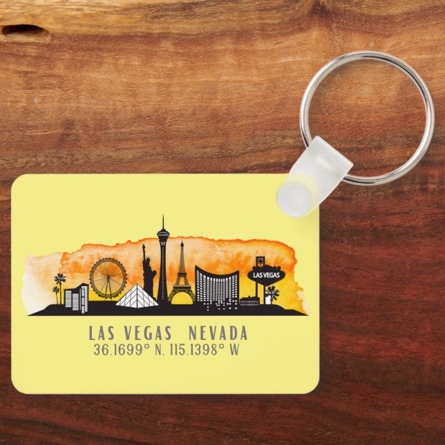 Las Vegas Skyline Latitude and Longitude   Key Ring (Front)