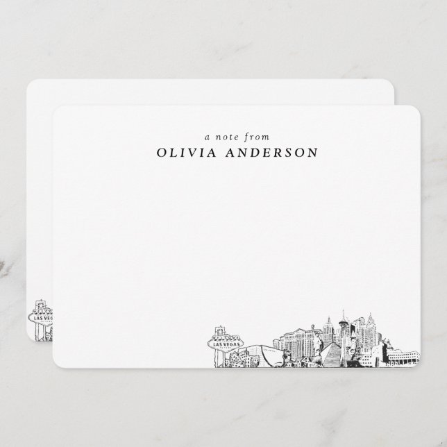 Las Vegas Skyline Personalised Note Cards (Front/Back)