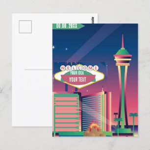 Las Vegas Skyline Printable, Cityscape Line Wall A Postcard