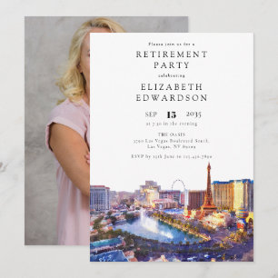 Las Vegas Skyline Retirement Party Photo Invitation