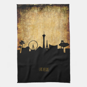 Las Vegas  Skyline   Vintage Grunge Style Tea Towel