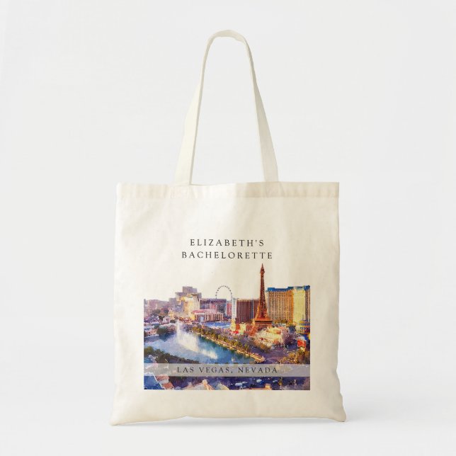 Las Vegas Skyline Watercolor Bachelorette Weekend Tote Bag (Front)