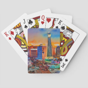 Las Vegas Skyline Watercolor Playing Cards