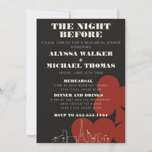 Las Vegas Skyline Wedding Rehearsal Dinner Invitation