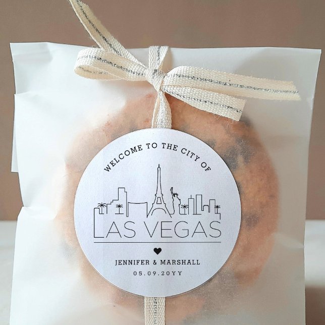 Las Vegas Skyline | Wedding Welcome Message Classic Round Sticker (Creator Uploaded)