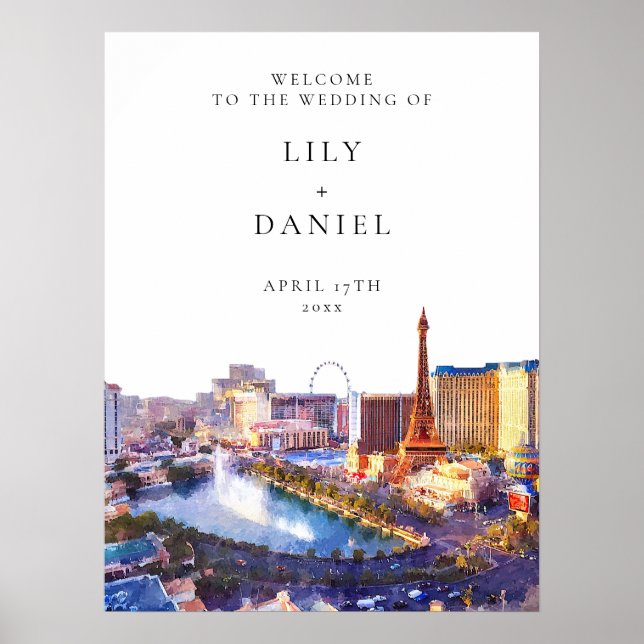 Las Vegas Skyline Wedding Welcome Sign (Front)