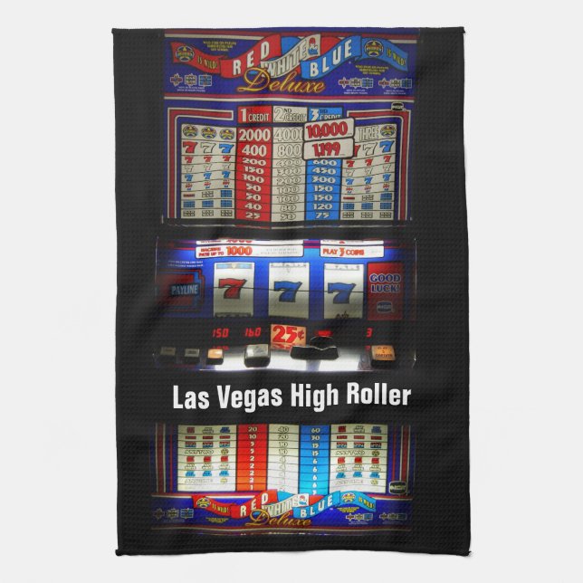 Las Vegas Slot Machine High Roller Tea Towel (Vertical)