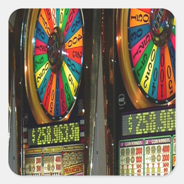 Las Vegas Slot Machines Square Sticker (Front)