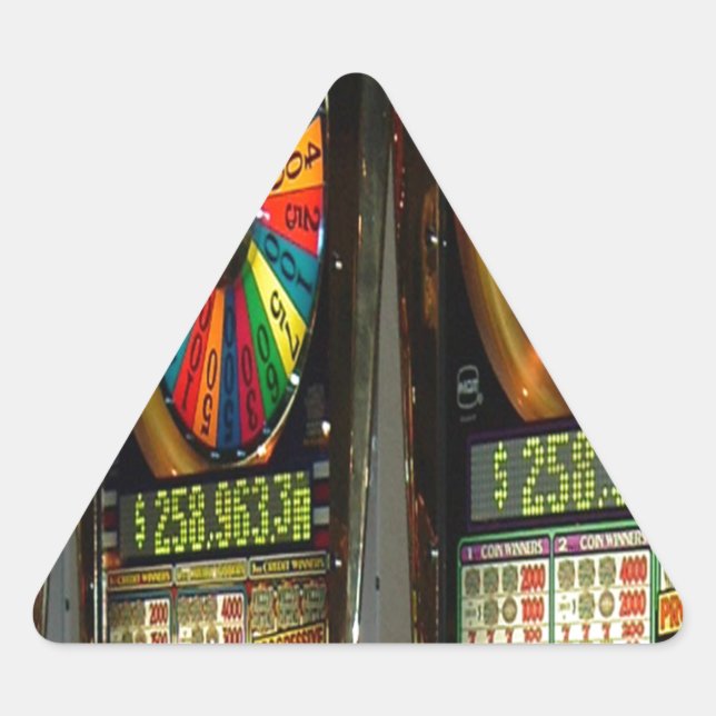 Las Vegas Slot Machines Triangle Sticker (Front)