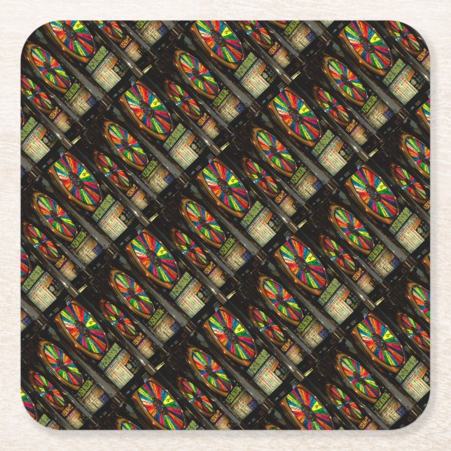 Las VEGAS-SLOTS Square Paper Coaster (Front)