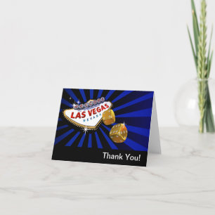 Las Vegas Starburst Thank You royal blue black Card