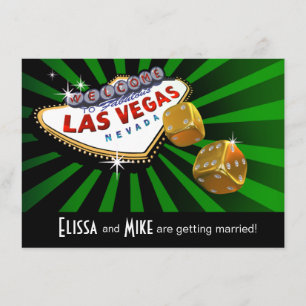 Las Vegas Starburst Wedding green black gold Invitation