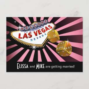 Las Vegas Starburst Wedding pink black gold Invitation