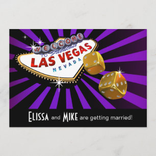 Las Vegas Starburst Wedding purple black gold Invitation