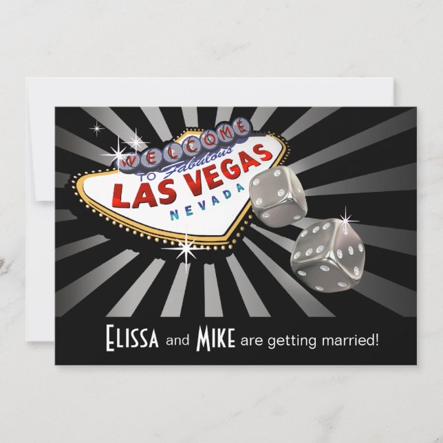 Las Vegas Starburst Wedding silver black Invitation (Front)