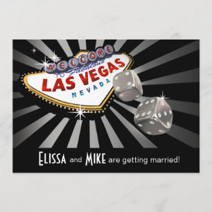 Las Vegas Starburst Wedding silver black Invitation