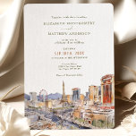 Las Vegas Streets Sin City Wedding Invitation<br><div class="desc">Celebrate your big day in the city of lights with this stunning Las Vegas wedding invitation card. The watercolor artwork captures the excitement and energy of the bustling streets, creating the perfect invitation for a fun and unforgettable wedding. Las Vegas is known for its glitz, glamour, and endless entertainment, making...</div>