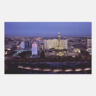 Las Vegas Strip Aerial View Casino Gambling City Rectangular Sticker