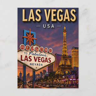 Las Vegas Strip and Neon Lights Postcard