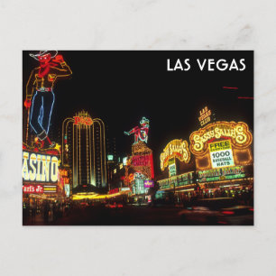 Las Vegas Strip at Night Casino Neon Lights Postcard